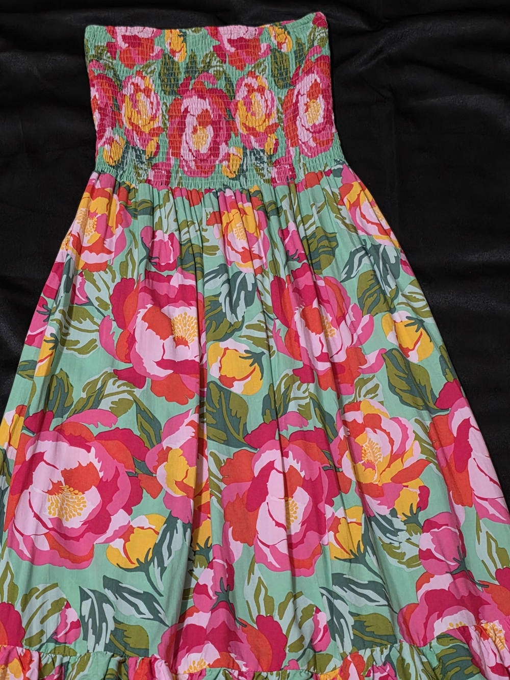 Abel The Label Smocked Strapless Floral Maxi Dress in Tiered Flowy Boho - Picture 6 of 10
